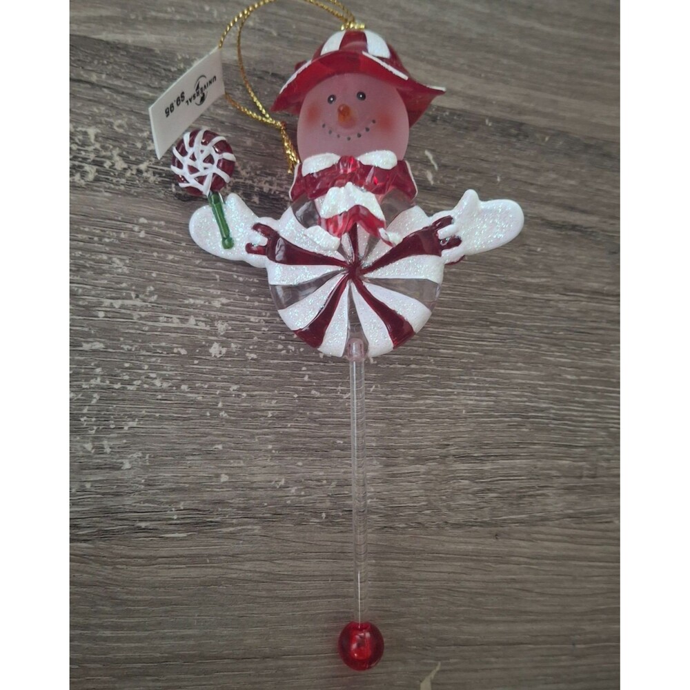 Vintage Roman Inc Snow Buddies Peppermint Lollipop Snowman Ornament NWT 6.25"